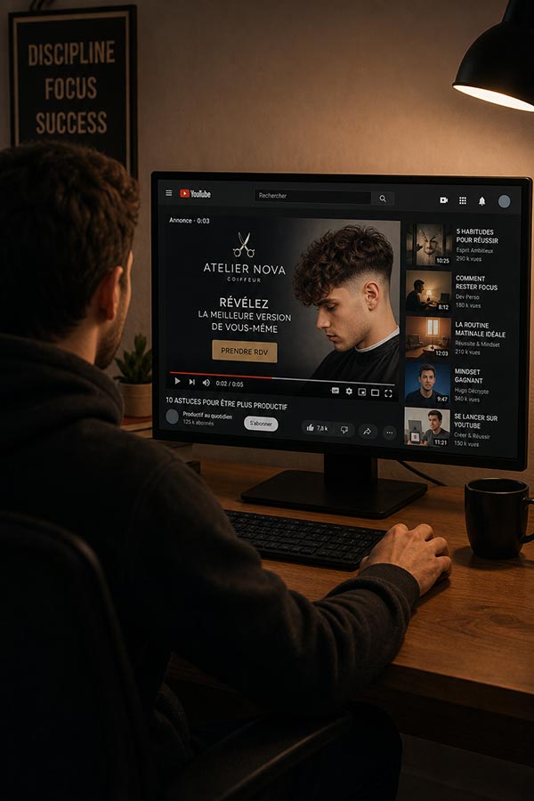 Publicité vidéo YouTube sur écran